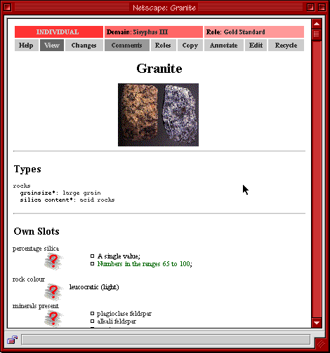 A screenshot of the individual 'Granite' within APECKS.